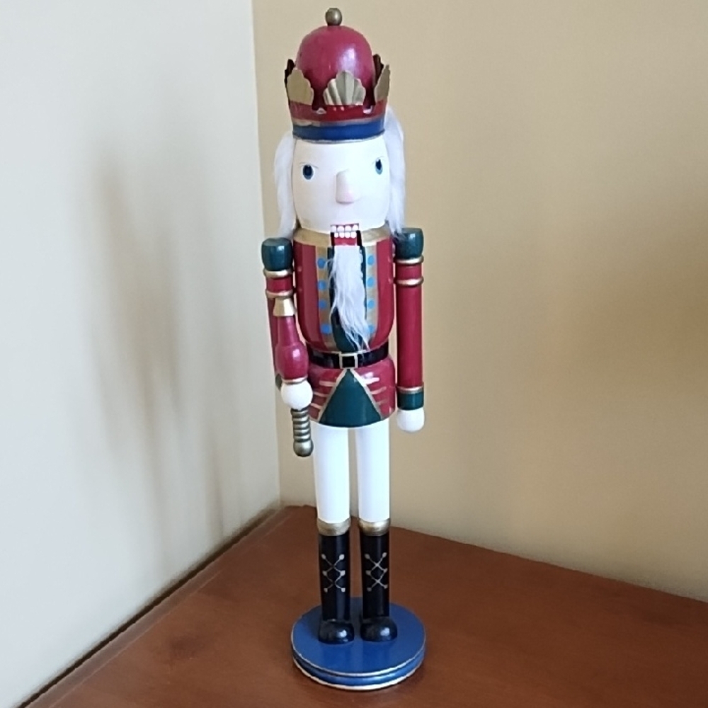 Traditional 19.5" Wooden Nutcracker Soldier Red and Green Crown Uniform Holiday